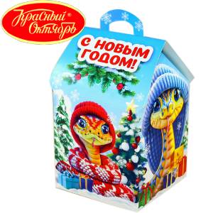 Сладкий подарок на Новый Год в картонной упаковке весом 600 грамм по цене 654 руб в Махачкале