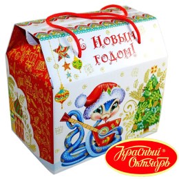 Детский новогодний подарок в картонной упаковке весом 950 грамм по цене 1108 руб в Махачкале
